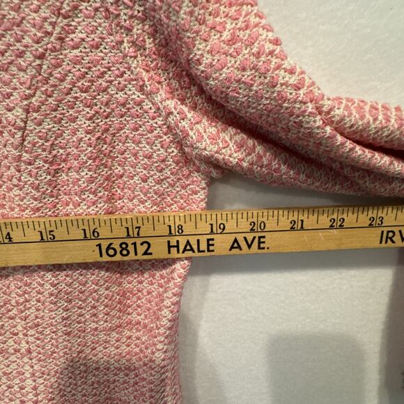St John Collection Boucle Knit Suit Pink Size 10 Fringed - Picture 5 of 10